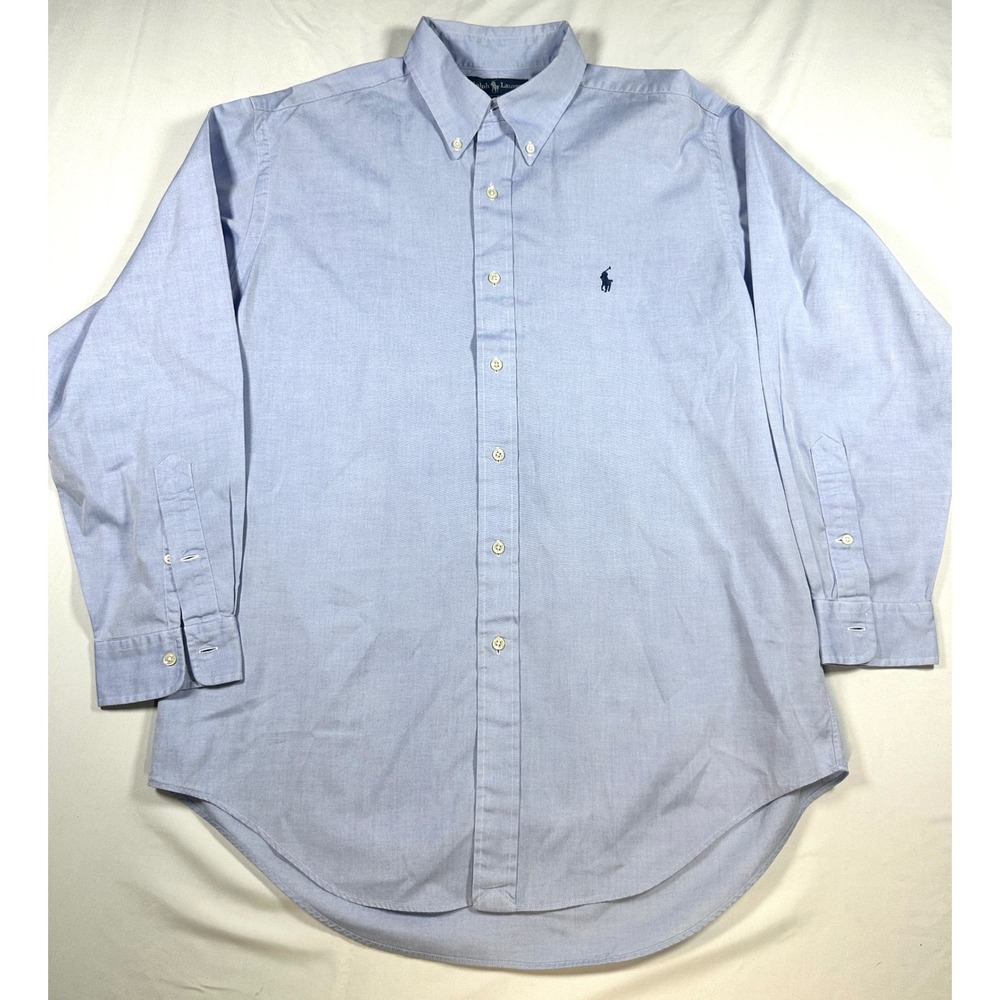 Polo Ralph Lauren Yarmouth Shirt Mens 16-33 Blue Pinpoint Oxford Cotton ButtonUp
